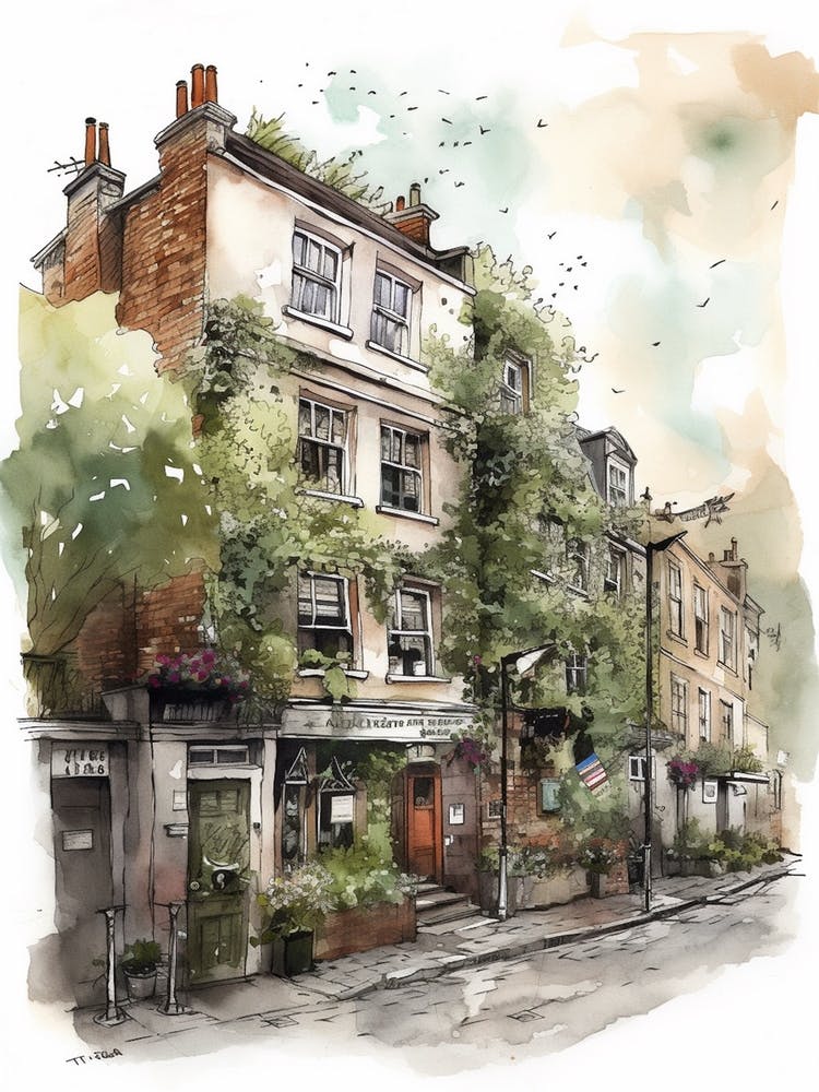 Bethnal Green London Neighborhood, Watercolour 2