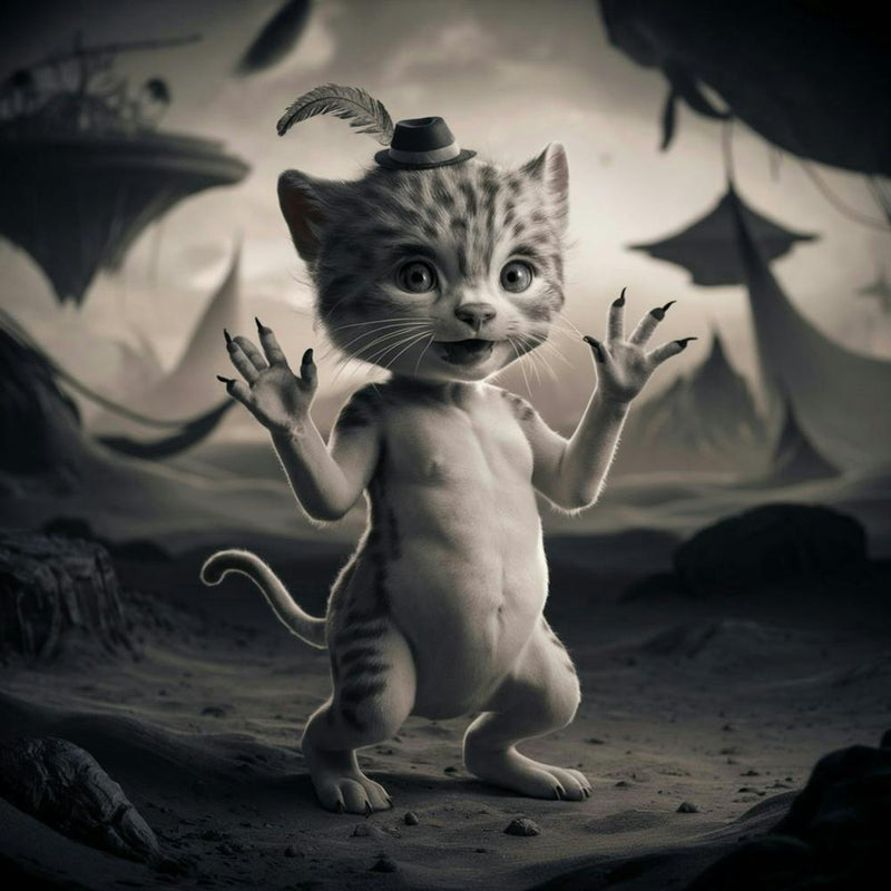 A Whimsical And Imaginative Digital Art Piece Featuring A Creature With A Humanoid Body And A Feline Head 1