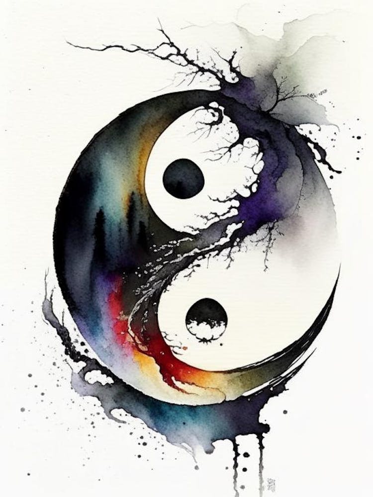 Ying Yang Symbol Japanese Ink