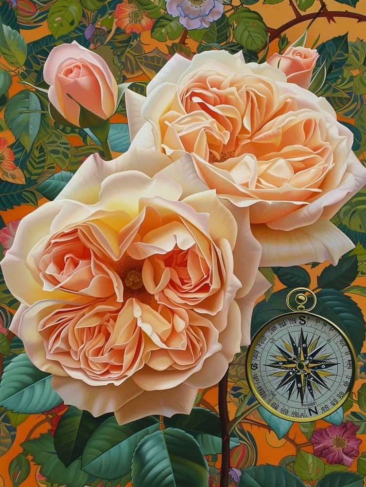 English Roses Painting Rose With A Compass 2