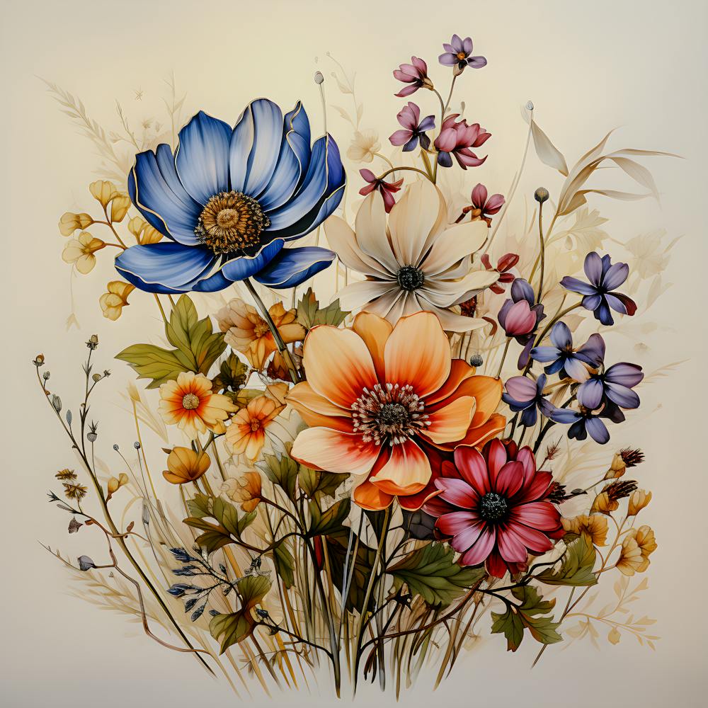 Bunter Wildblumenstrauß – Markante Botanik