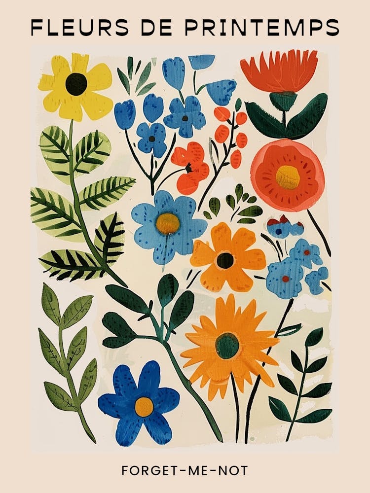 Spring Floral French Poster  Forget Me Not 2