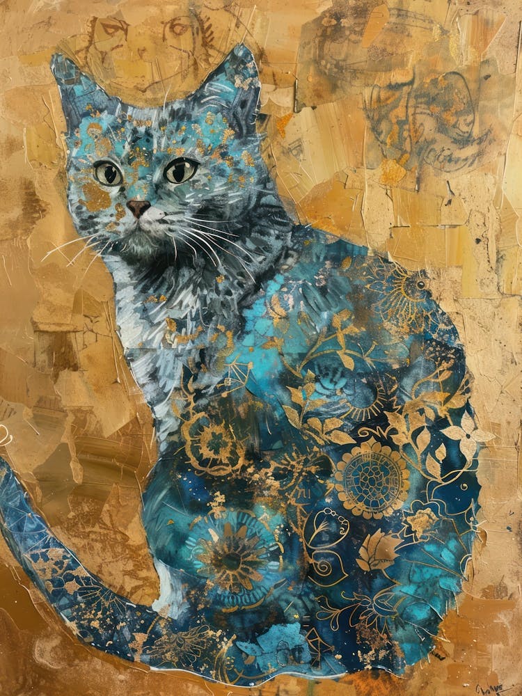 Britische Kurzhaarkatze Gold-Effekt Collage 2