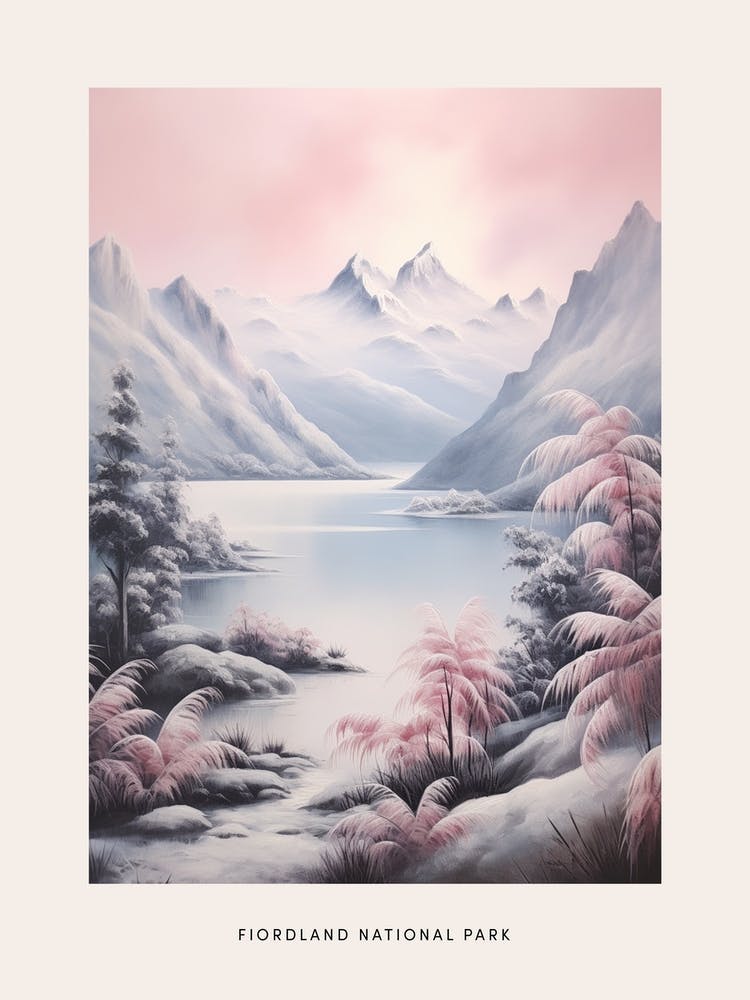 Dreamy Winter National Park Poster  Fiordland National Park New Zealand 2
