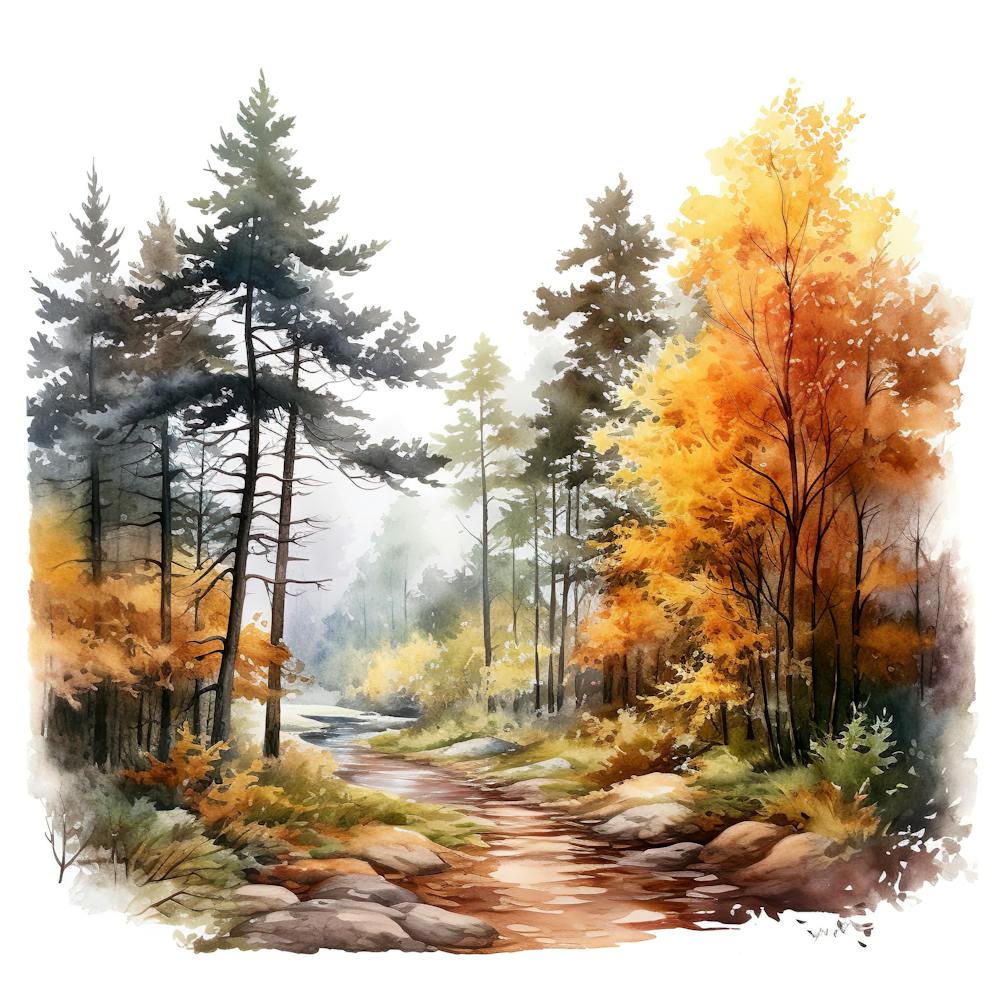 Watercolor Of Autumn Forest 7