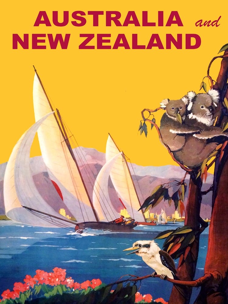 Australia And New Nealand, Vintage Travel Poster