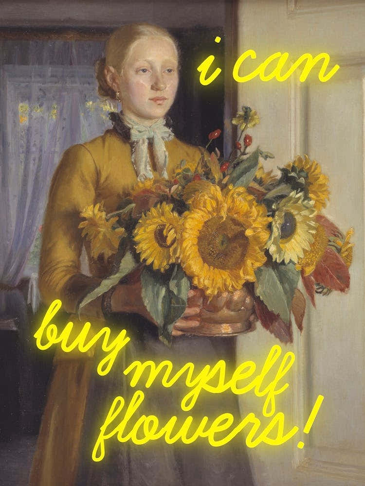 I can buy myself flowers - Vintage altered art - Trendy wall art