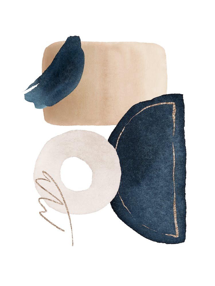 Watercolor Shapes In Navy 2