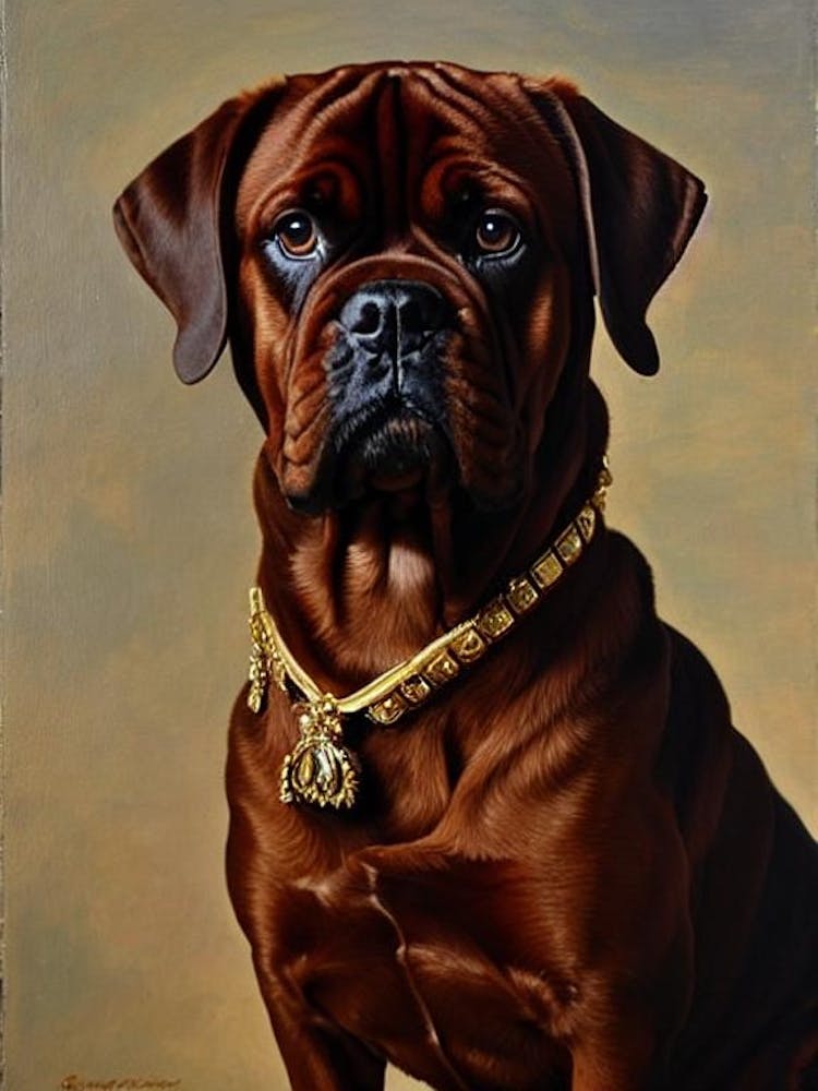 Dogue De Bordeaux Renaissance Portrait Oil Painting