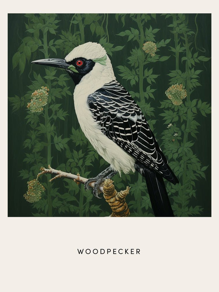 Ohara Koson Inspired Bird Painting Woodpecker 4 Poster