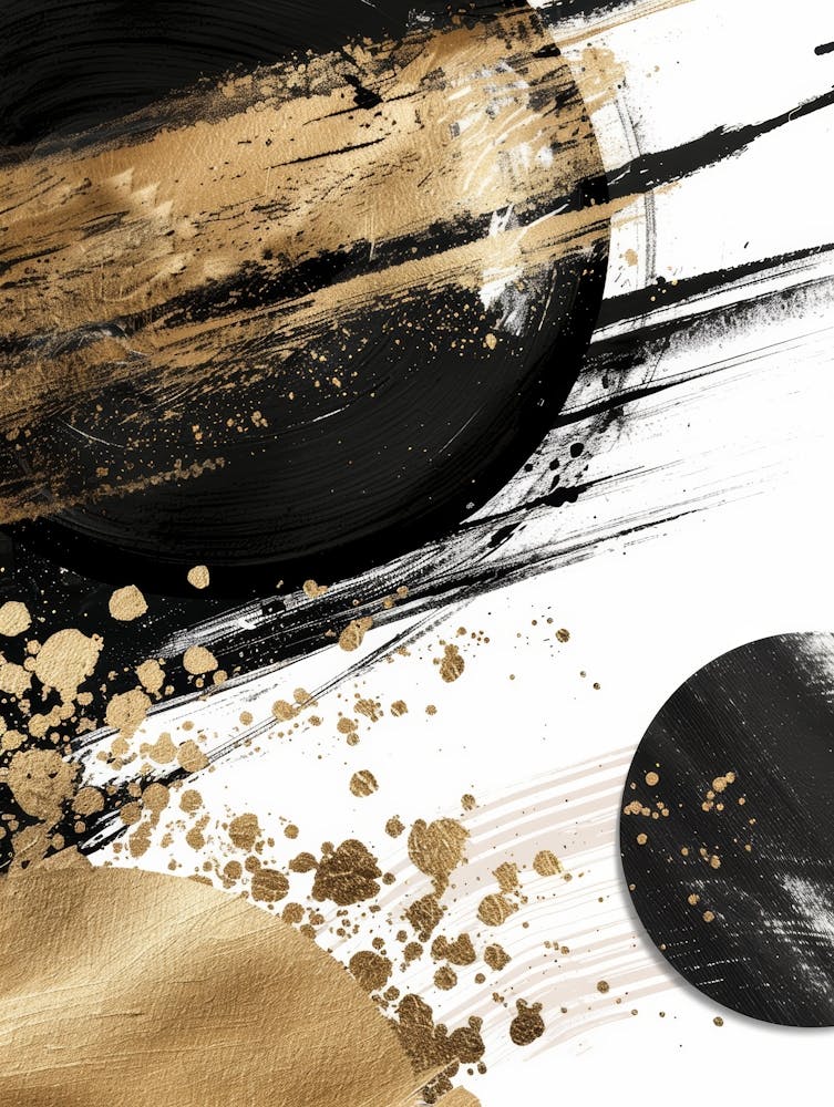 Gold And Black Abstract Painting 37