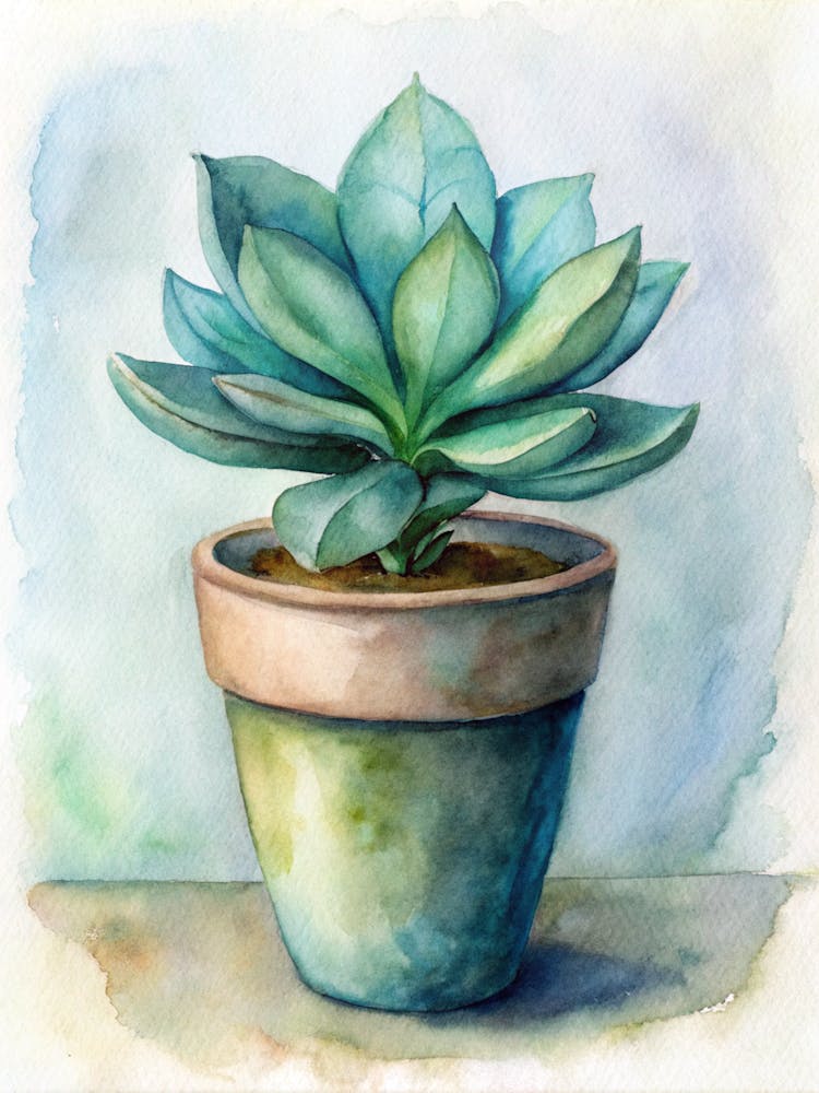 Peinture à l'Aquarelle de Plante Succulente