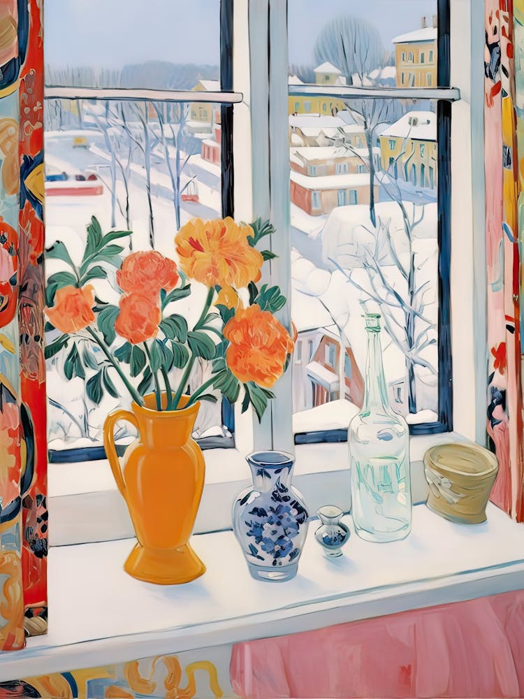 Le rebord de fenêtre de Moscou Russie Neige Inspiré par Matisse 4