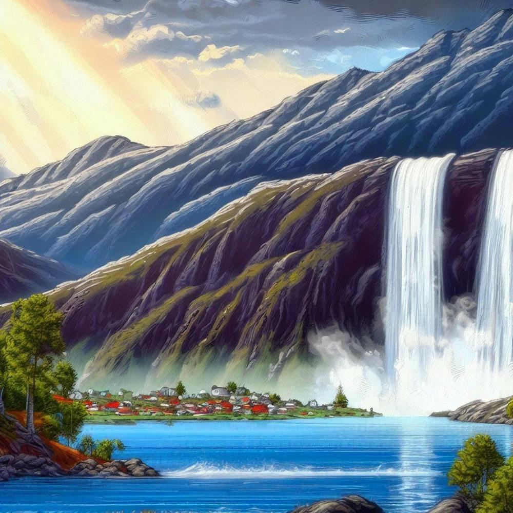 Waterfall in the mountains with stunning nature 3
