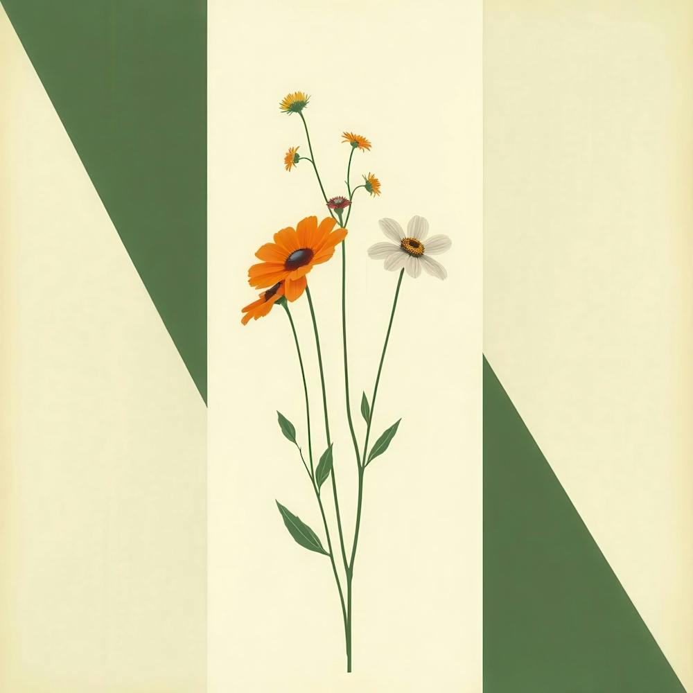 Blumen auf grünem Hintergrund