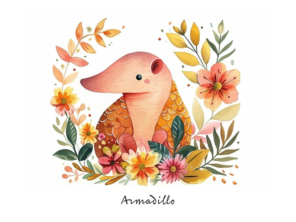 Little Floral Armadillo 2 Poster