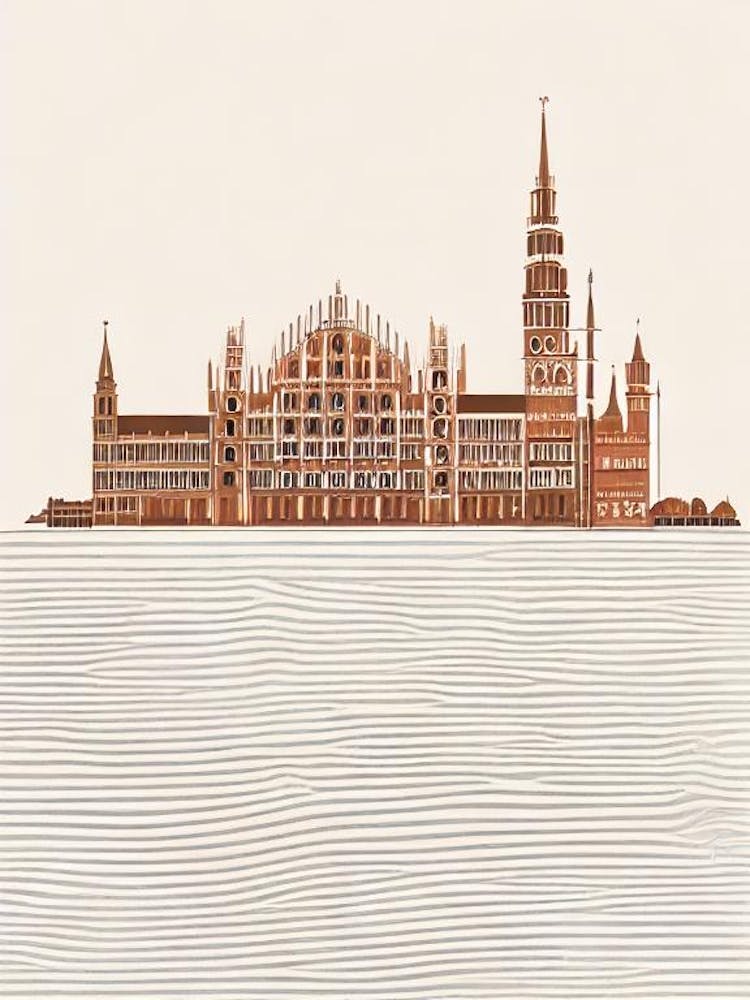 Marienplatz Munich Boho Landmark Illustration