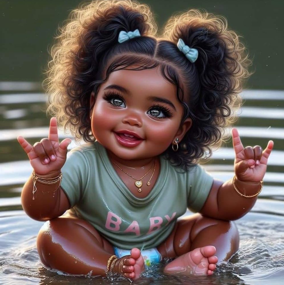 Little Black Girl In Water