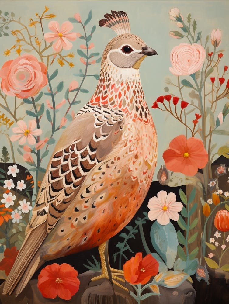 Partridge 4 Detailed Bird Painting
