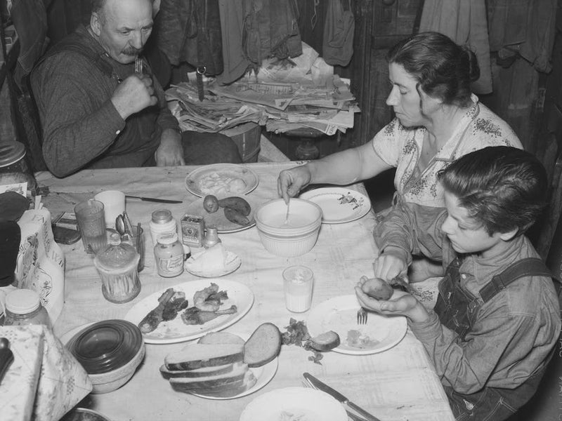 Noonday Meal Of Ole Thompson Family, Williams County, No Vegetables, But Chicken Because It Is Cheapest Meat