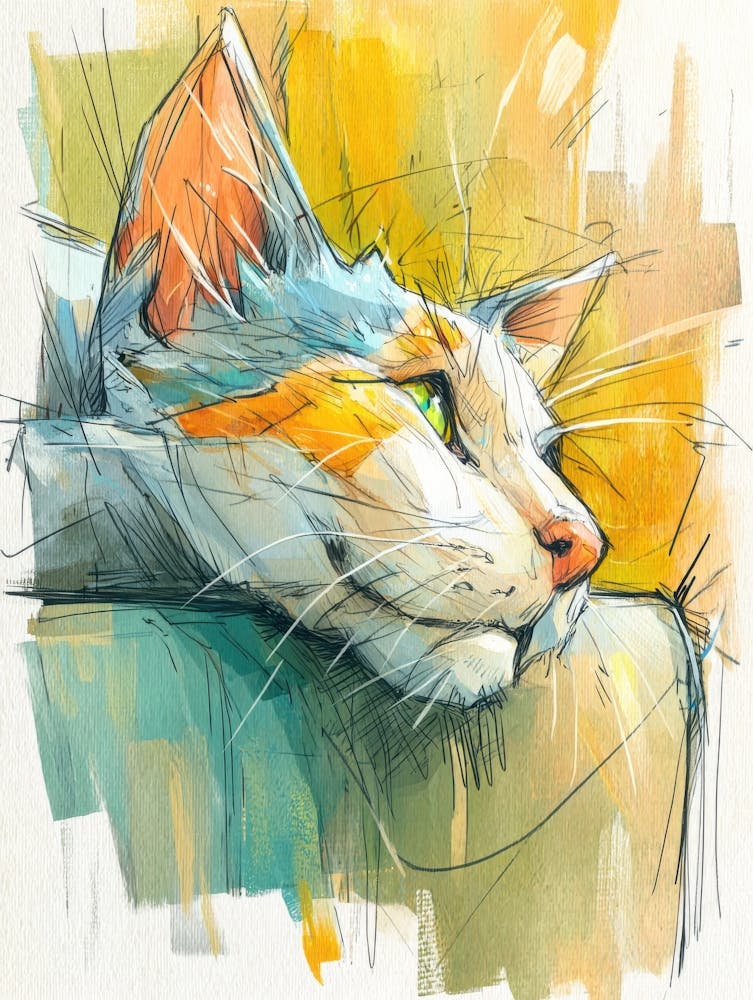 Watercolor Cat On The Couch 36