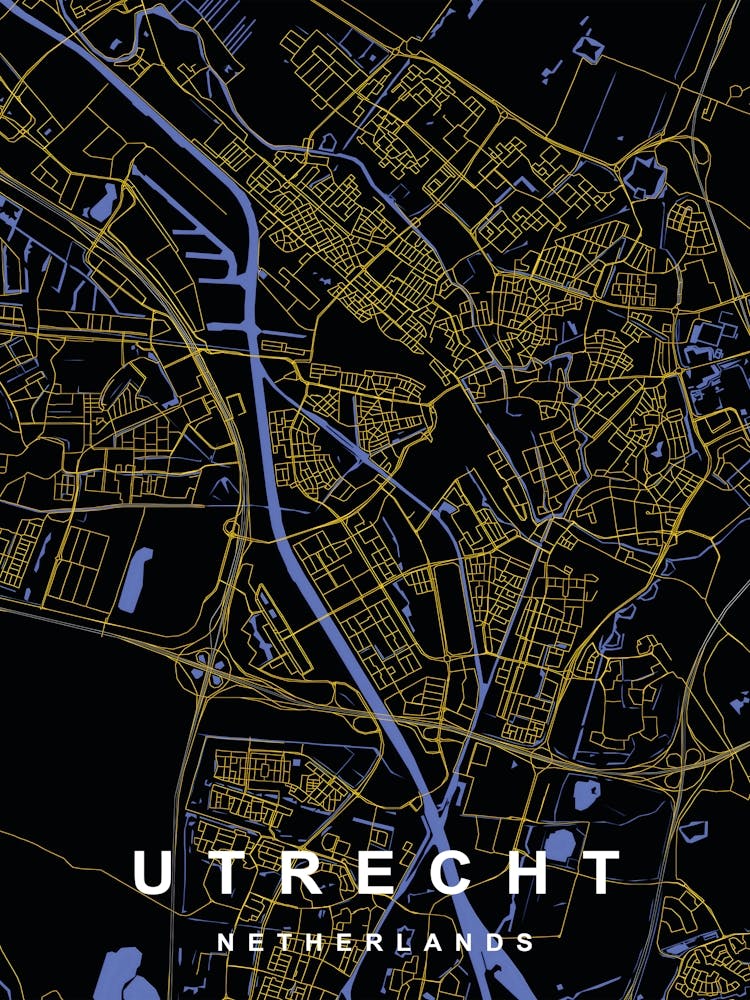 Utrecht Niederlande Stadtkarte Schwarz und Gold