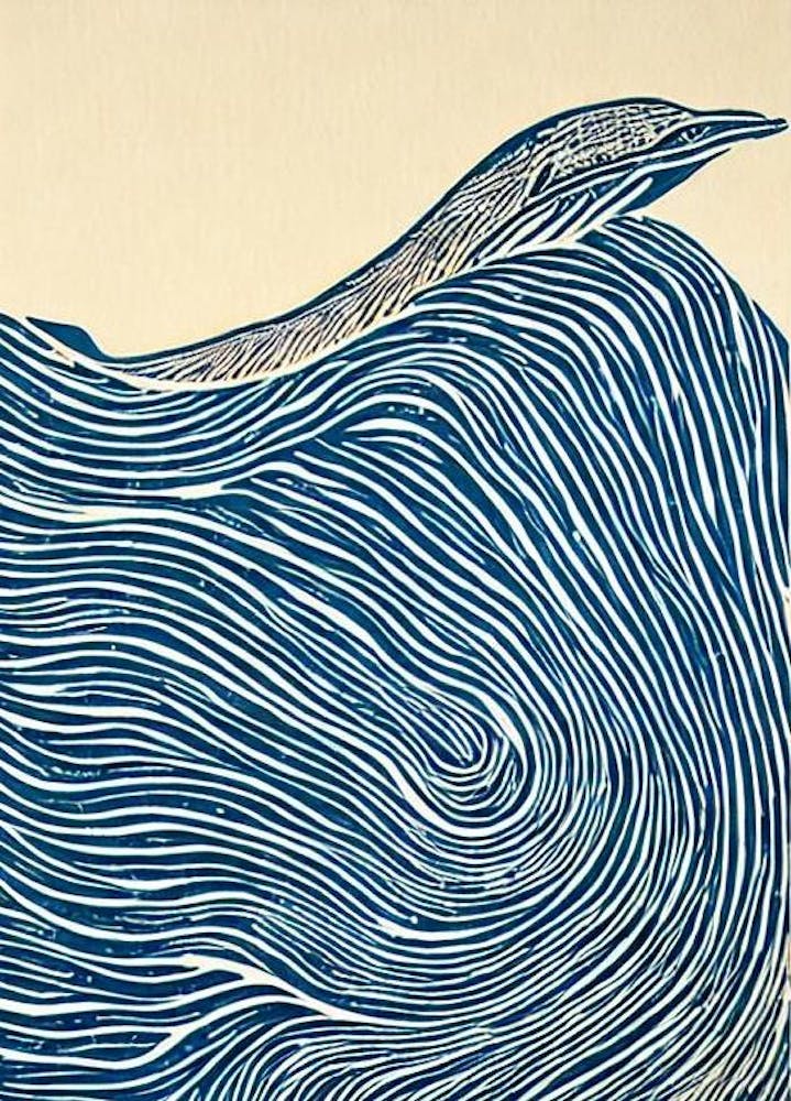 Blue Whale II Linocut