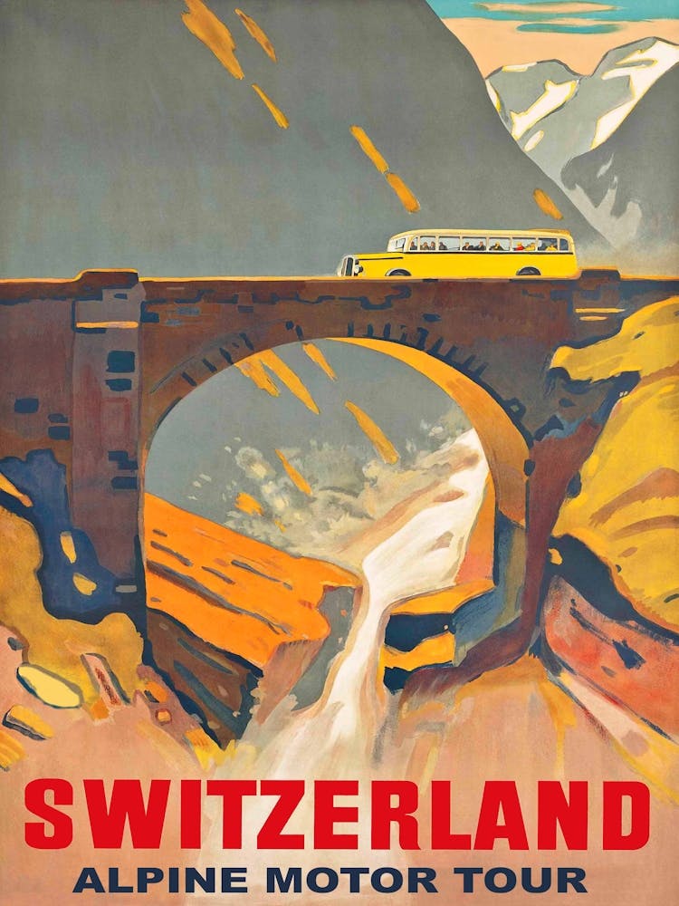 Switzerland Bud Tour, Vintage Travel Poster