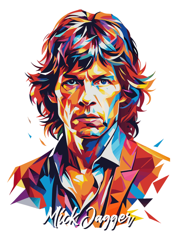 Mick Jagger 02 Portrait Style Icône Musicale WPAP Pop Art