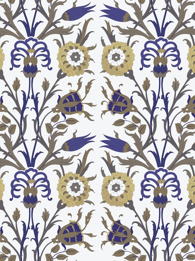 Turkish Tile — Iznik Turkish pattern, floral decor