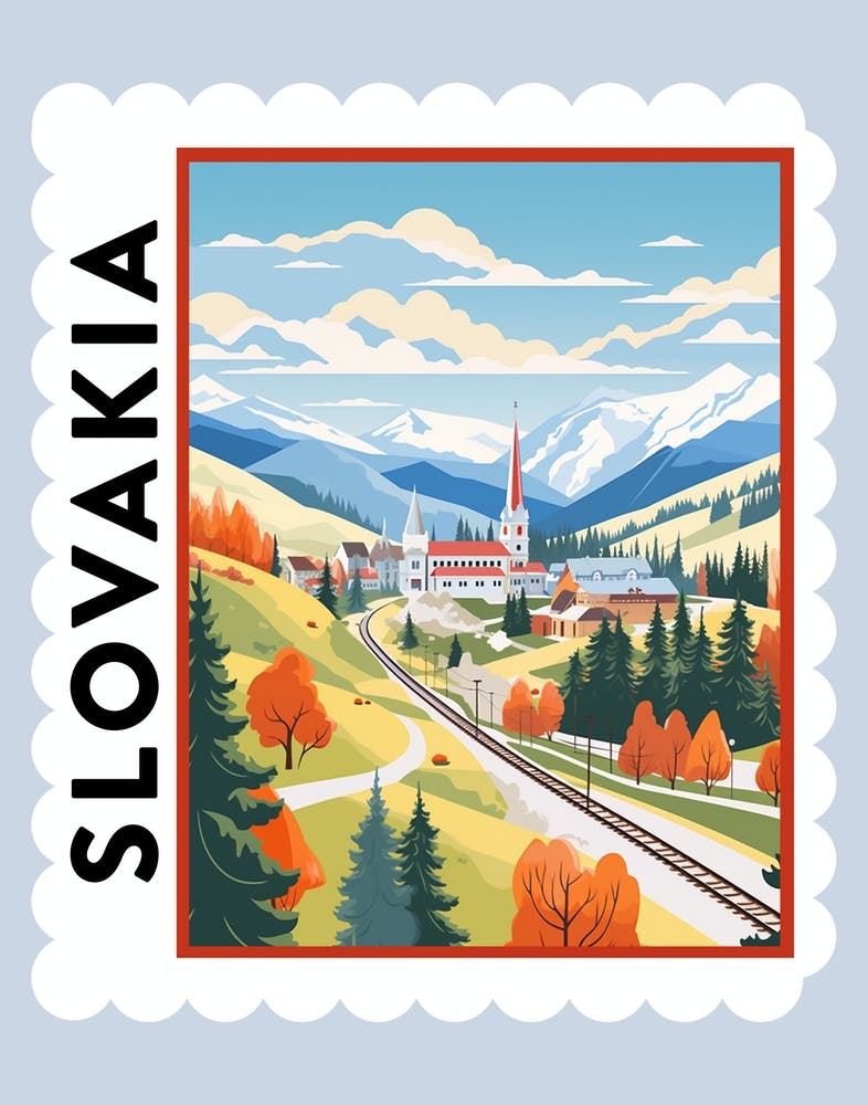 Slovakia Travel Stamp Poster