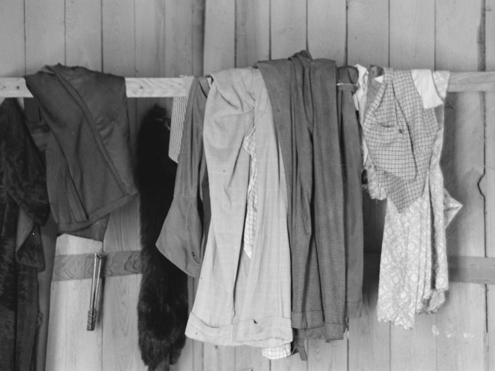 Southeast Missouri Farms, Clothes Hanging On Improvised Hangers In Sharecropper S Cabin By Russell Lee