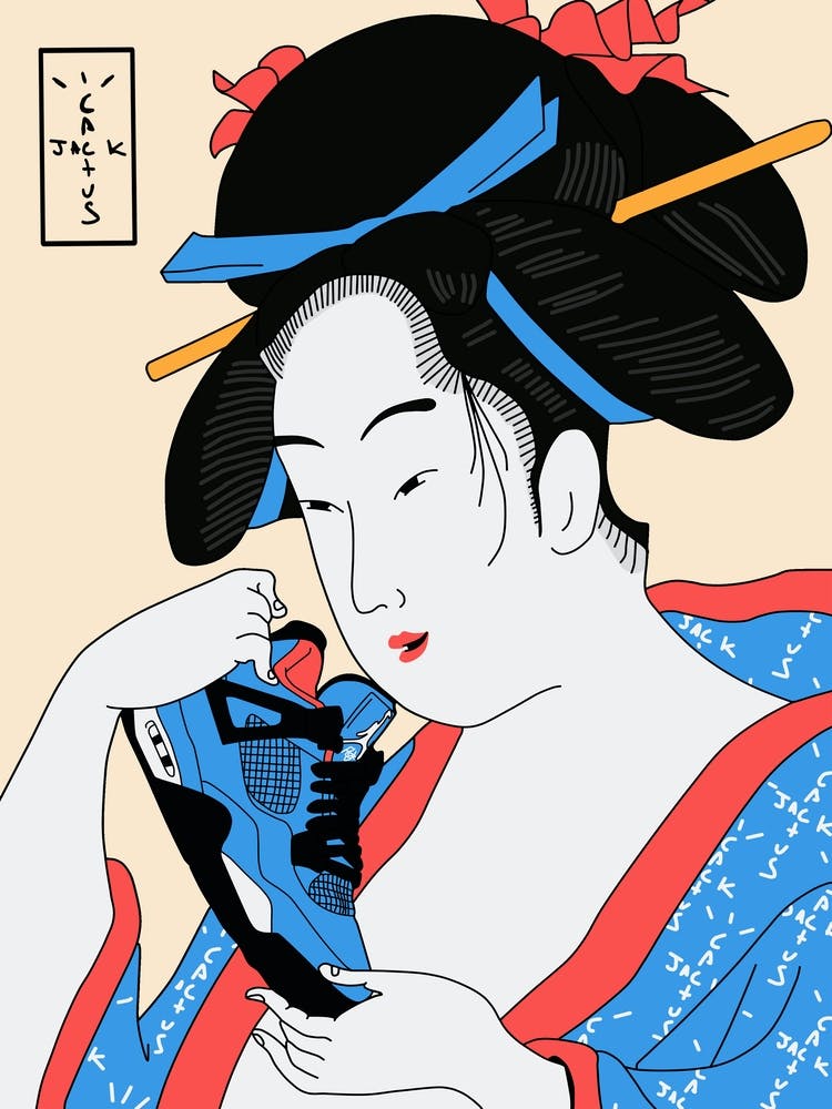 geisha sneakers blue retro