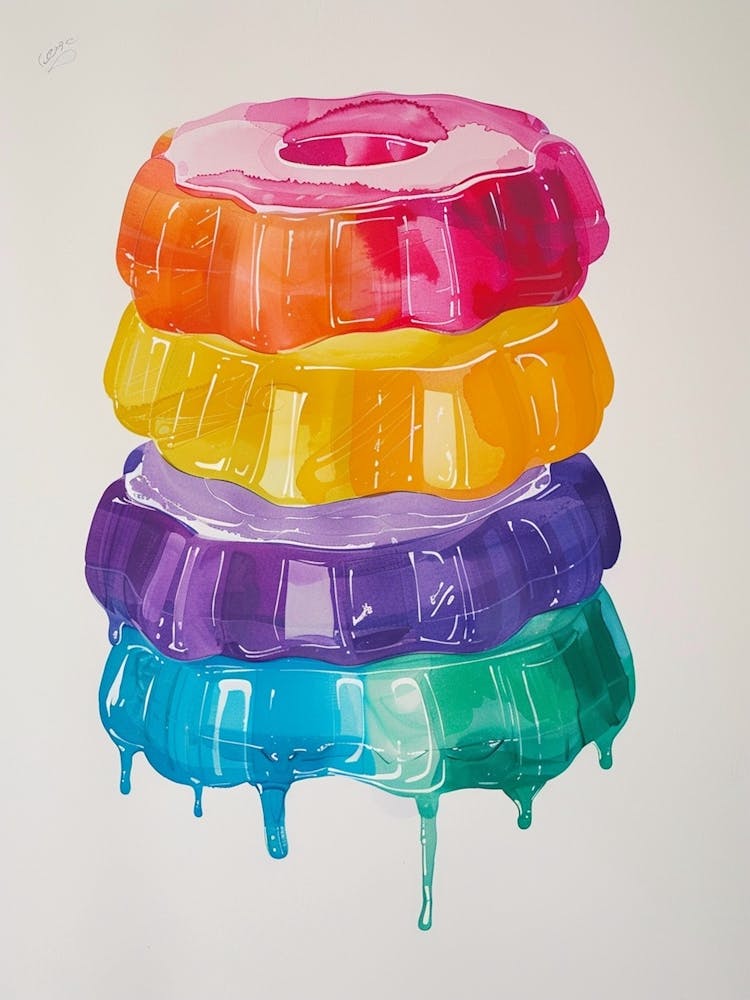 Rainbow Jelly Watercolour Inspired Painting 1
