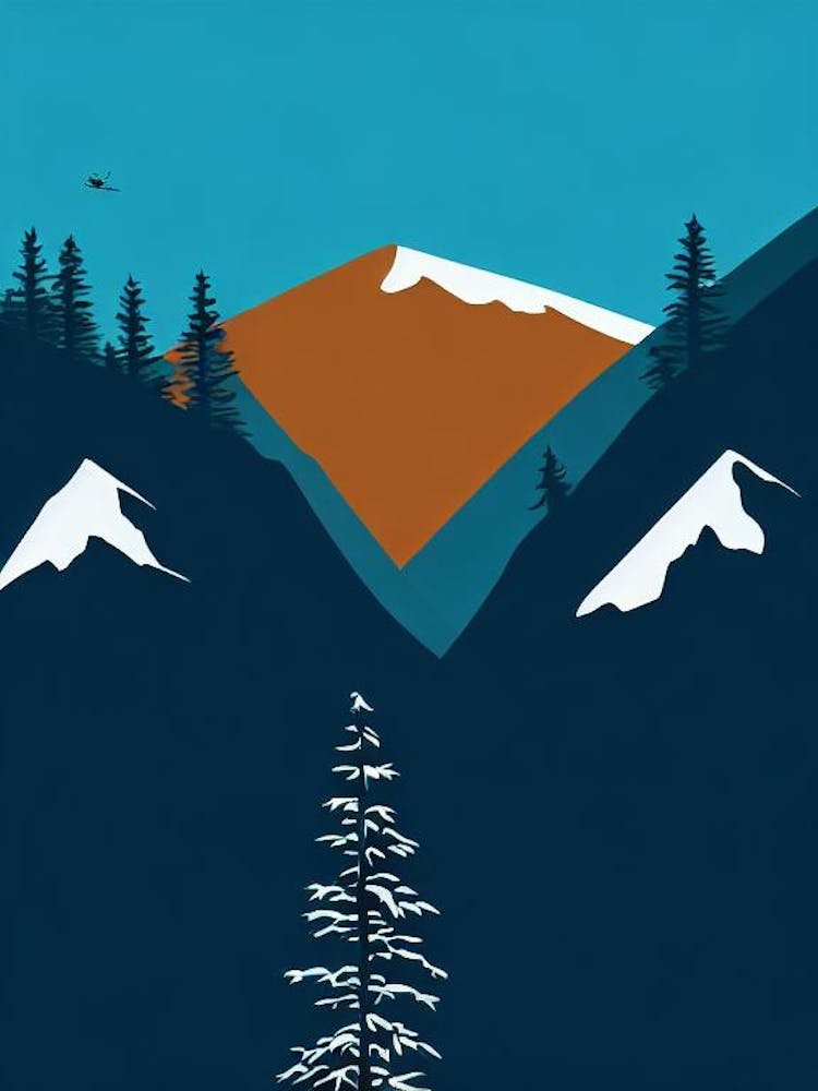 Les Menuires, France Modern Illustration Skiing Poster