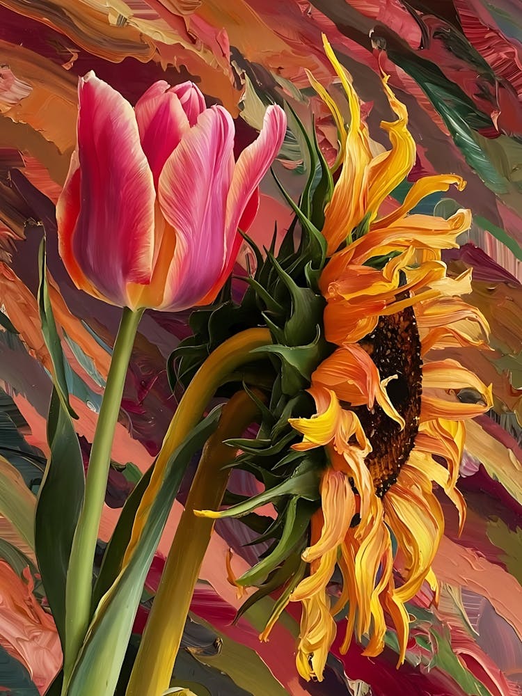 Sunflower And Tulip