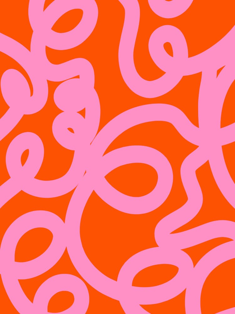 Retro Lines Abstract Brush Shapes Pink And Orange