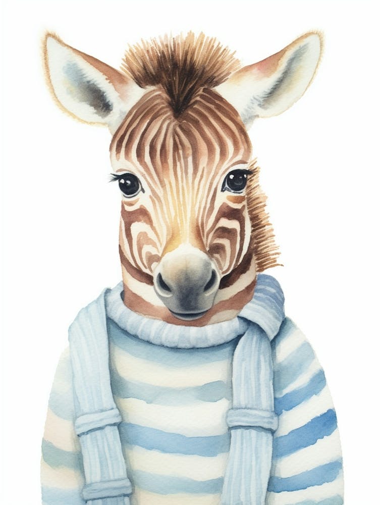 Aquarelle Animal Bébé - Zèbre