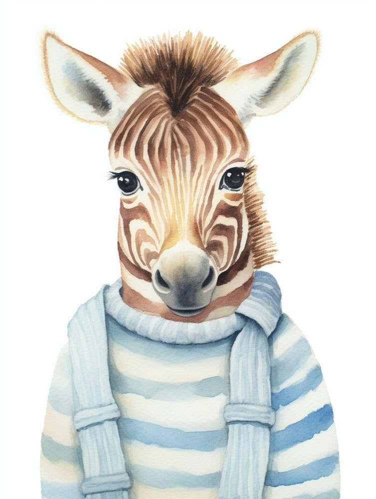 Baby Animal Watercolour Zebra
