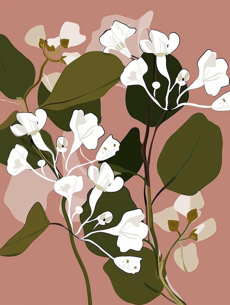 White Flowers On A Pink Background