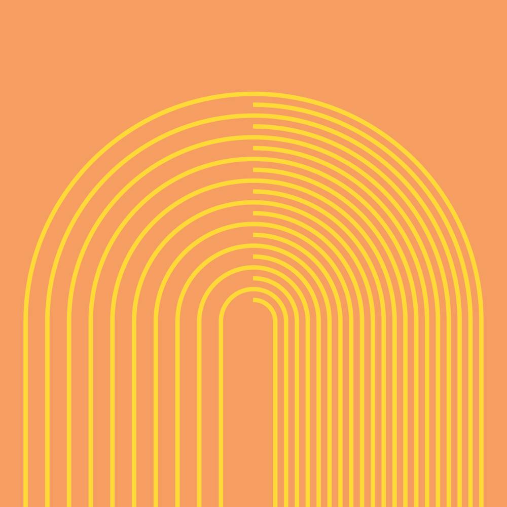 Abstract Geometric Lines 17 In Yellow Orange (Rainbow Abstraction) 02