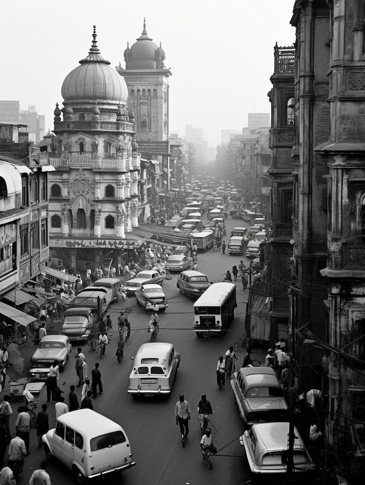 Mumbai, India, Black And White Old Photo 1