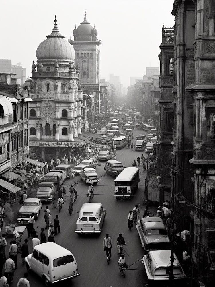 Mumbai, India, Black And White Old Photo 1