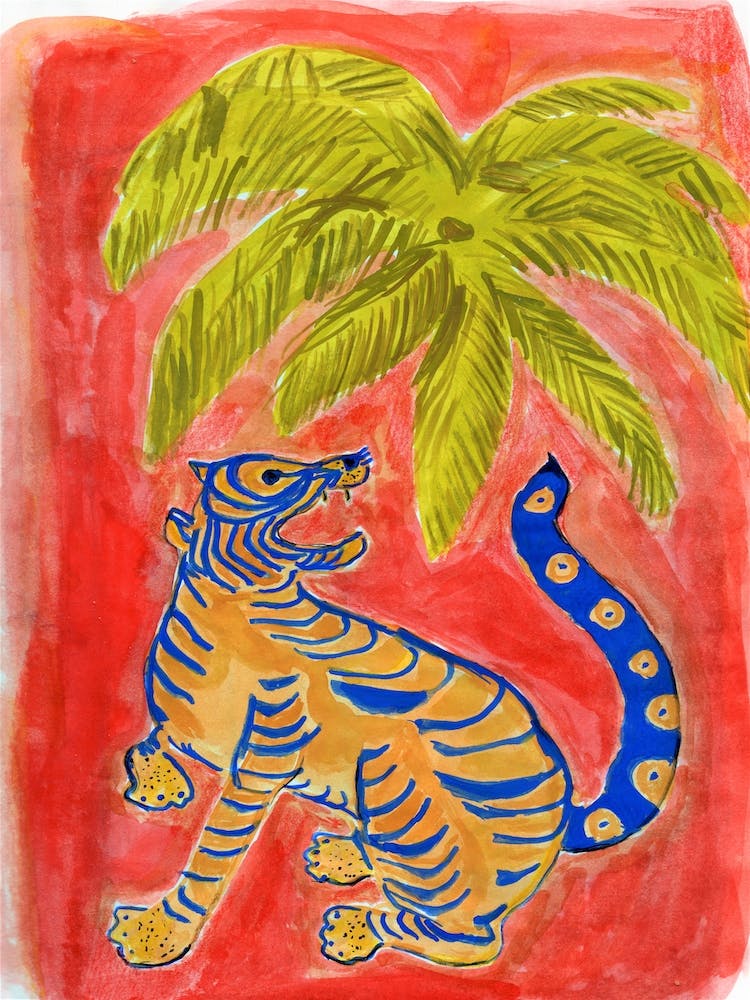 Tiger Under Palms