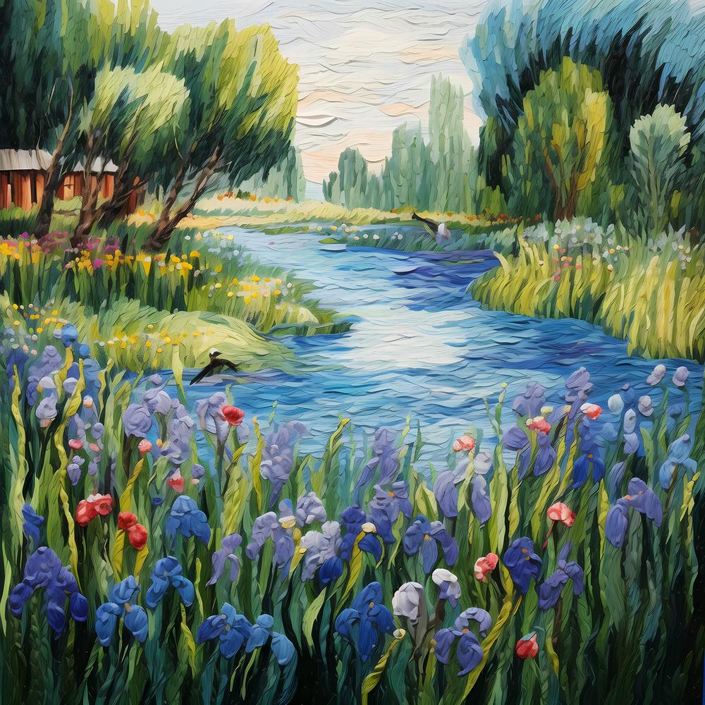 Monet's Riverside Brushwork