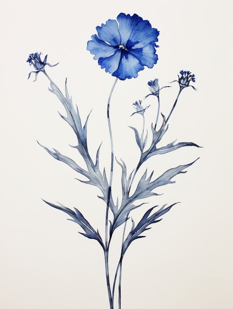 Blue Botanical Cornflower 2