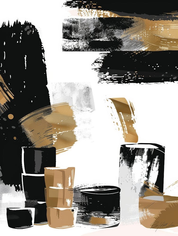 Schwarze und goldene Pinselstriche 22