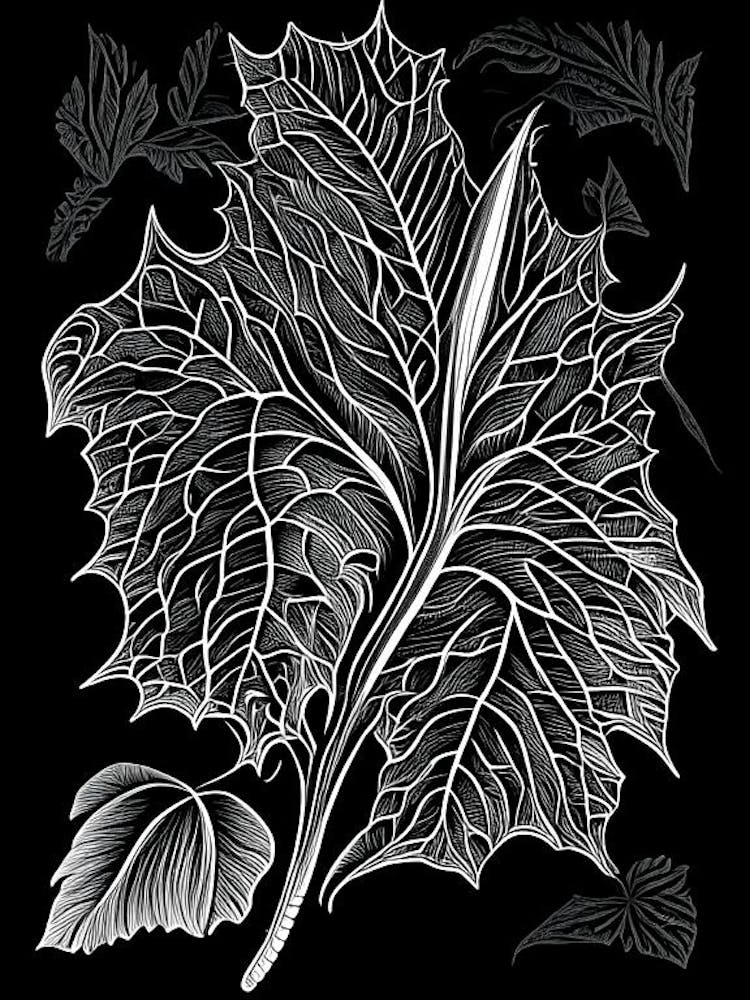 Patchouli Leaf Linocut
