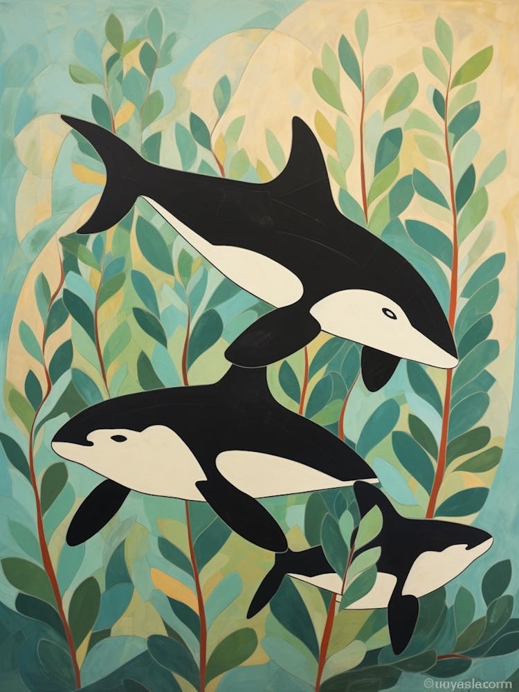 Matisse Style Orca Whales 3