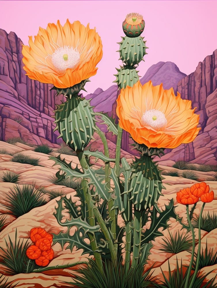 Mexican Style Cactus Illustration Hedgehog Cactus 1